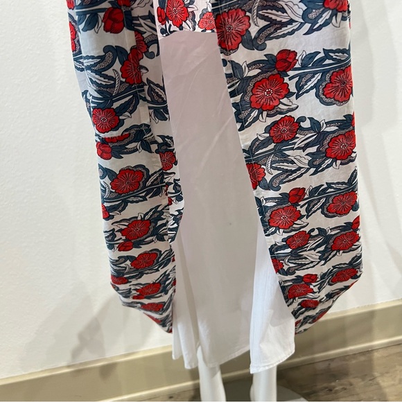 NWT J.Crew V-neck Maxi in Ivory Cerise Poppy Print Floral Cotton Tiered Dress - Picture 9 of 16